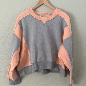 FP Movement by Free People Gray and Peach Crew Neck Sweater